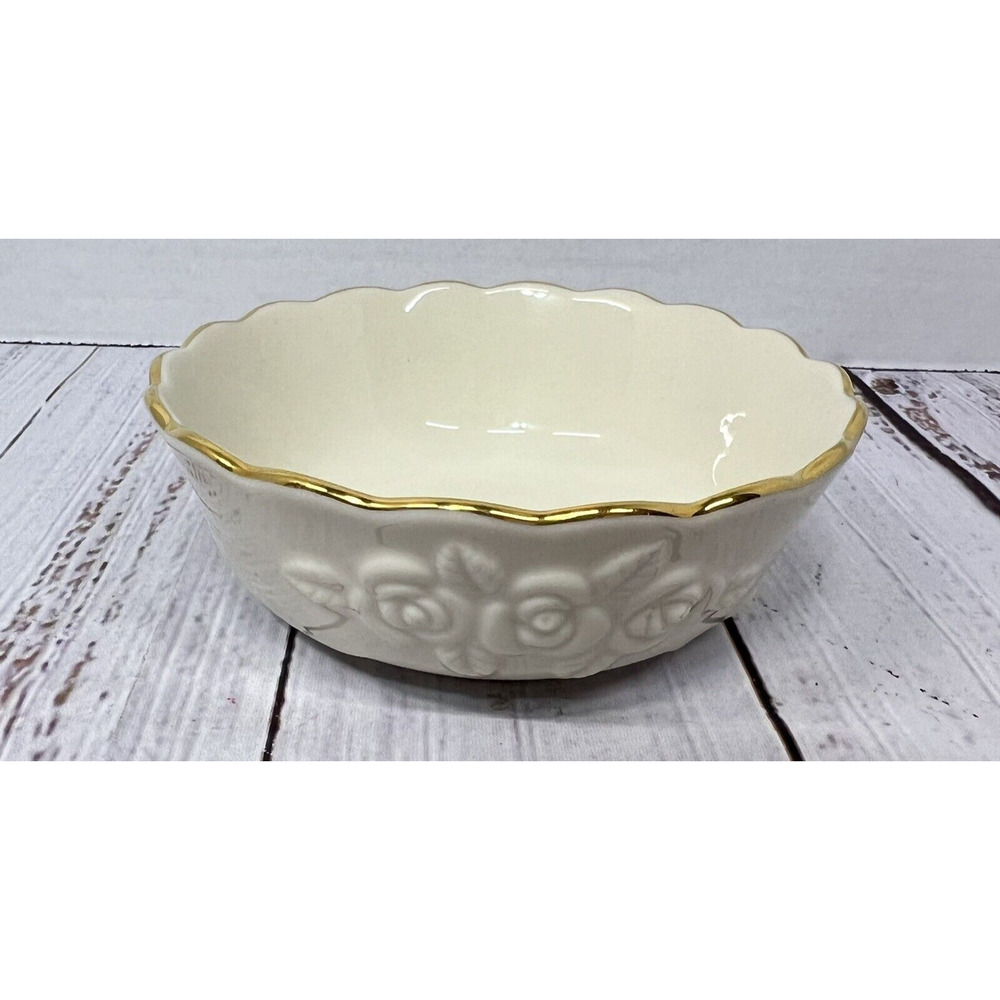 Lenox Rose Blossom Bowl 24K Gold Trim‎ China Trinket Dish Candy Nut Jewelry